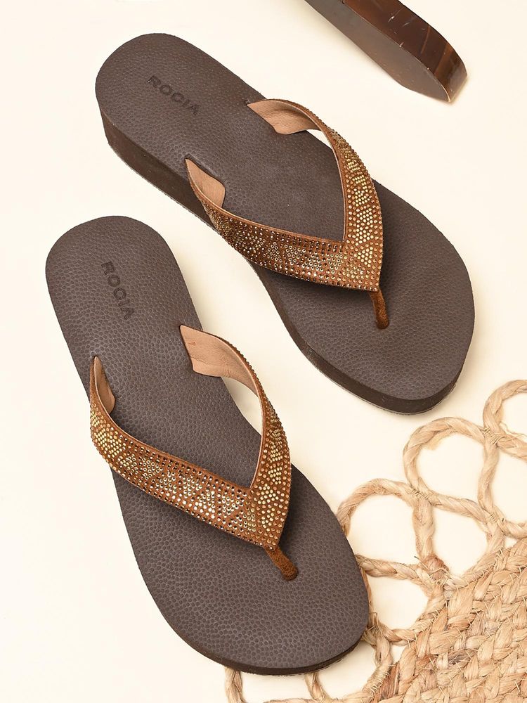 ROCIA By Regal Brown Women Diamond Studded Sandal Heels-image-23