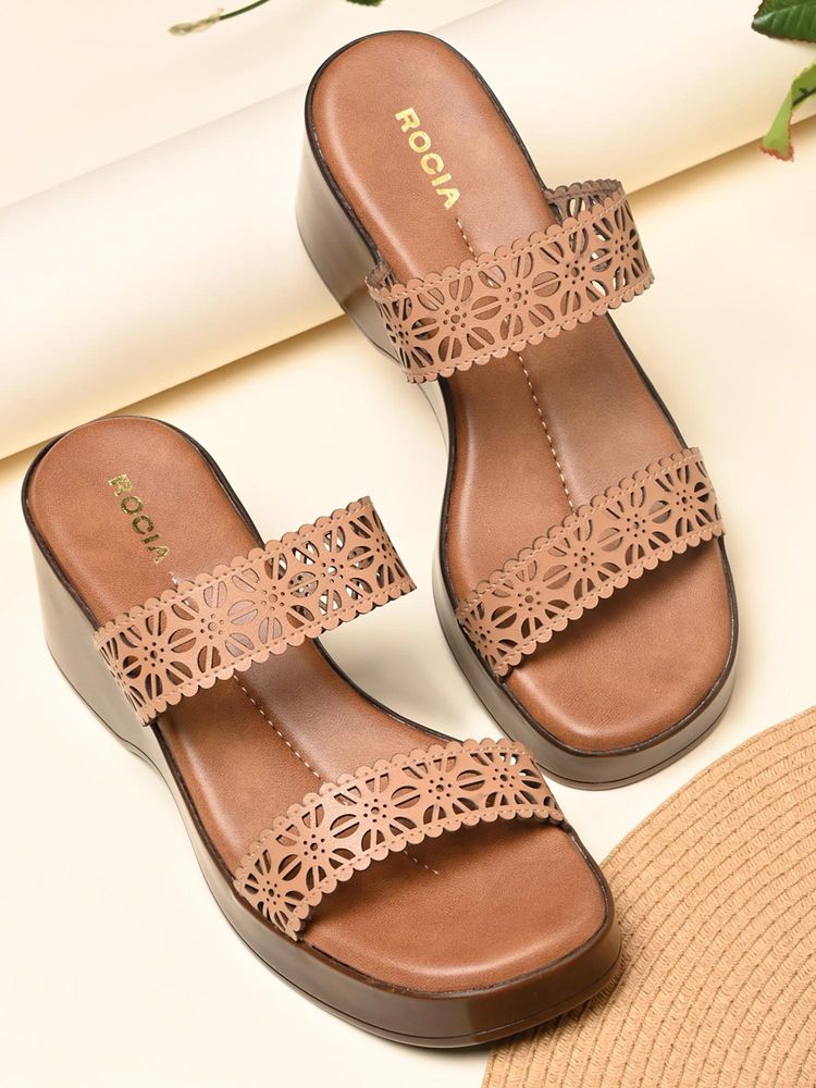 ROCIA By Regal Beige Women Laser Cut Wedges Heels-image-25