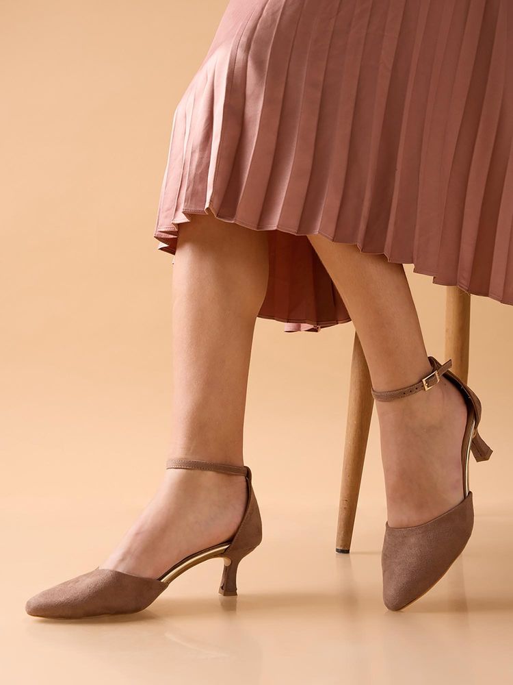 ROCIA By Regal Beige Women Suede Classic Ankle Strap Sandal Heels-image-19