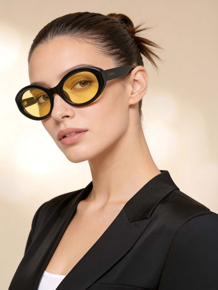 IDEE Yellow Oval 100% Uv Protected Sunglasses For Women Size 53-image-49