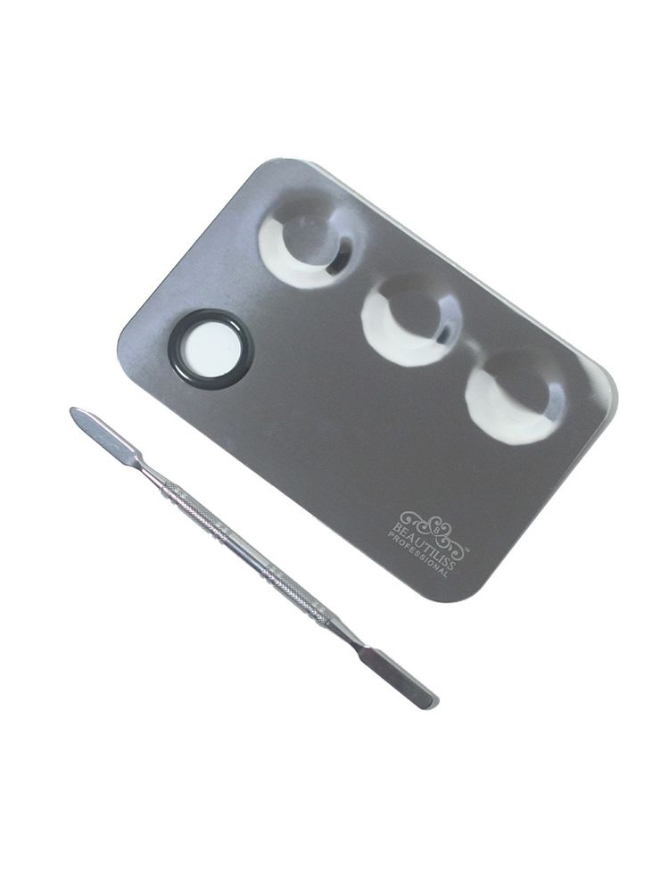 Beautiliss Stainless Steel Makeup Mixing Blending Palette With Double Sided Spatula-image-39
