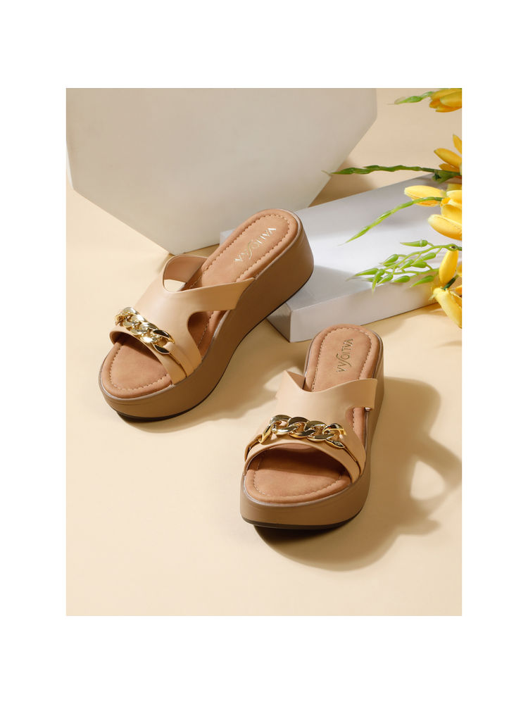 VALIOSAA Women Beige Platform Heels-picture-27