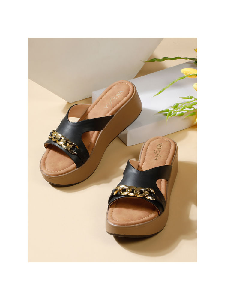 VALIOSAA Women Black Platform Heels-picture-37