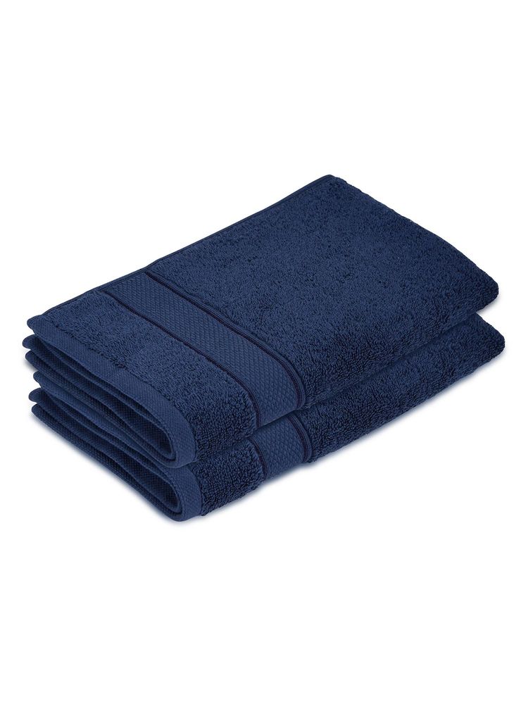 Boutique Living Luxe Loom Cotton Navy Blue Hand Towels - (M) (Pack of 2)-picture-10
