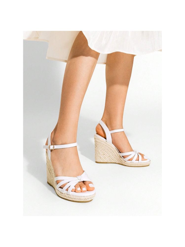 IRUSSH Elegant White Suede Knotted Wedges-image-26