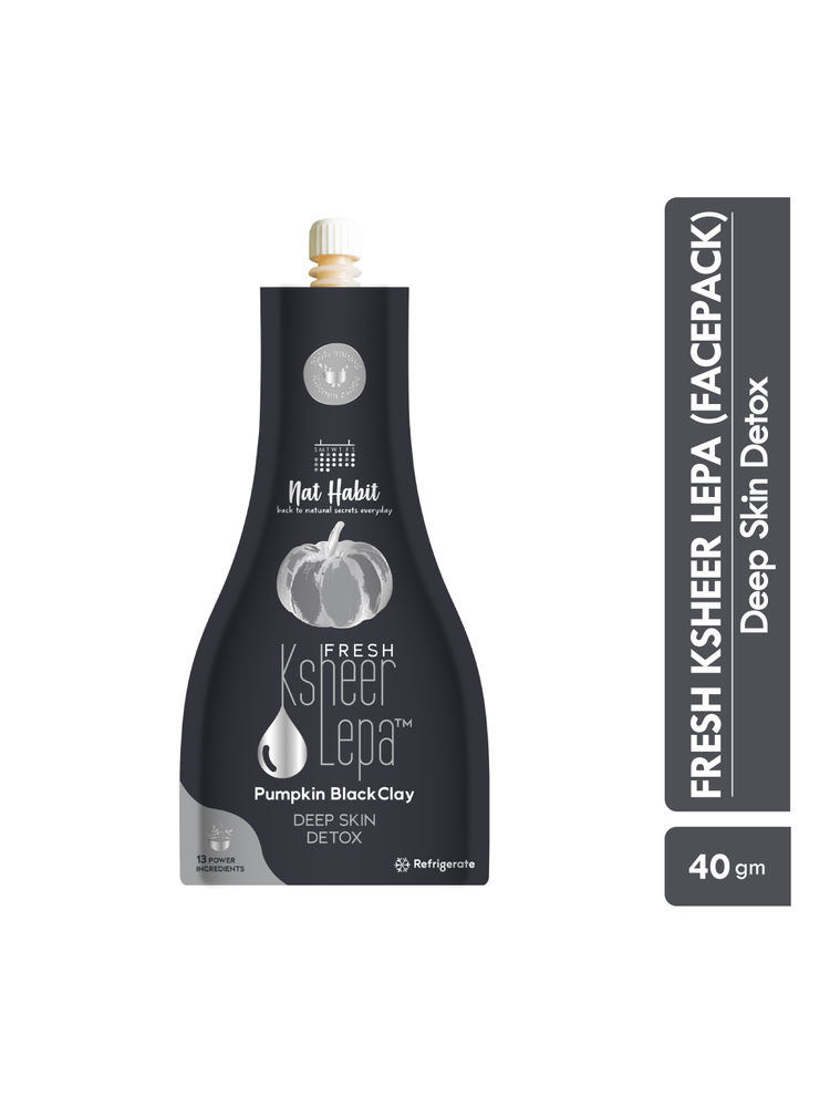 Nat Habit Pumpkin Black Clay Ksheer Lepa, Activated Charcoal Face Mask for Skin Detox,Clay Face Pack-picture-26