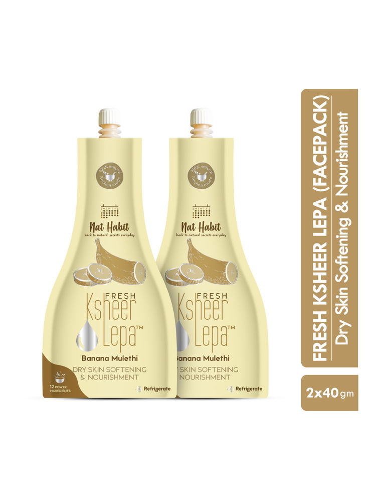 Nat Habit Banana Mulethi Ksheer Lepa, Clay Face Mask for Dry Skin Nourishment, Ayurvedic Face Pack-image-21
