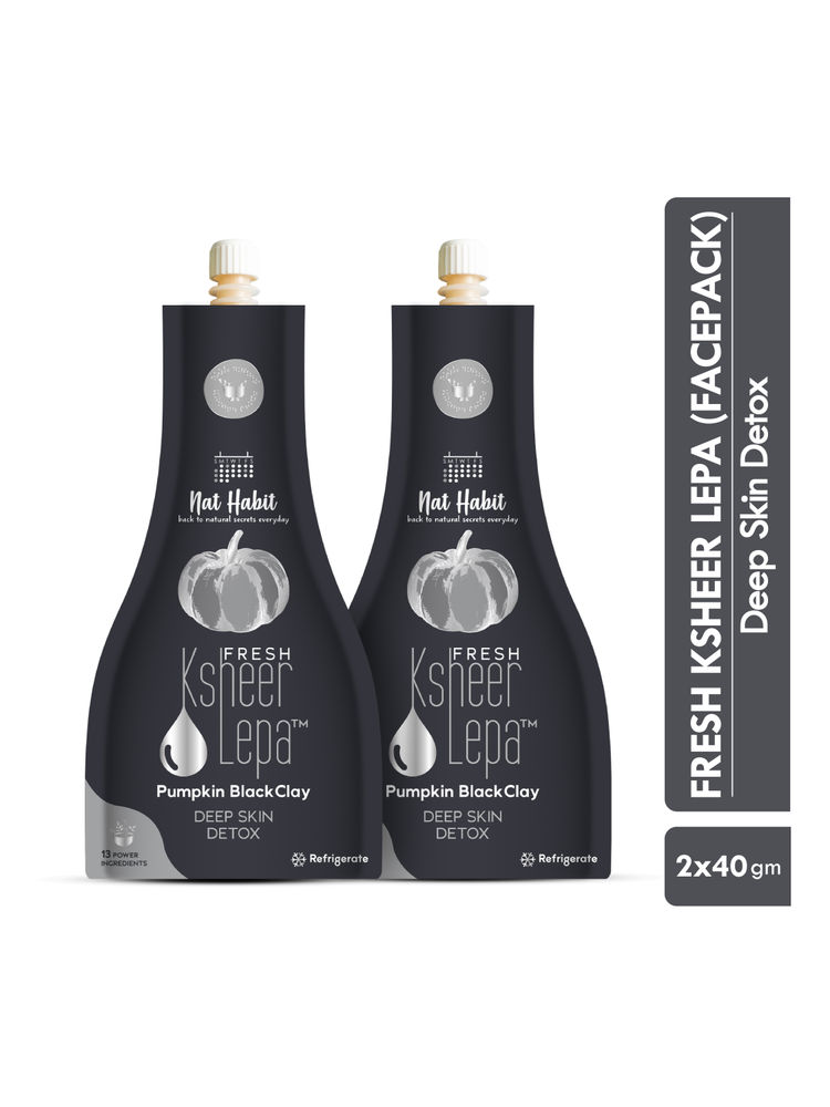 Nat Habit Pumpkin Black Clay Ksheer Lepa, Activated Charcoal Face Mask for Skin Detox,Clay Face Pack-picture-43