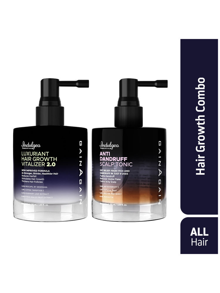 Indulgeo Essentials Hair Growth Combo (Hair Vitalizer & Anti Dandruff Scalp Tonic)-image-1