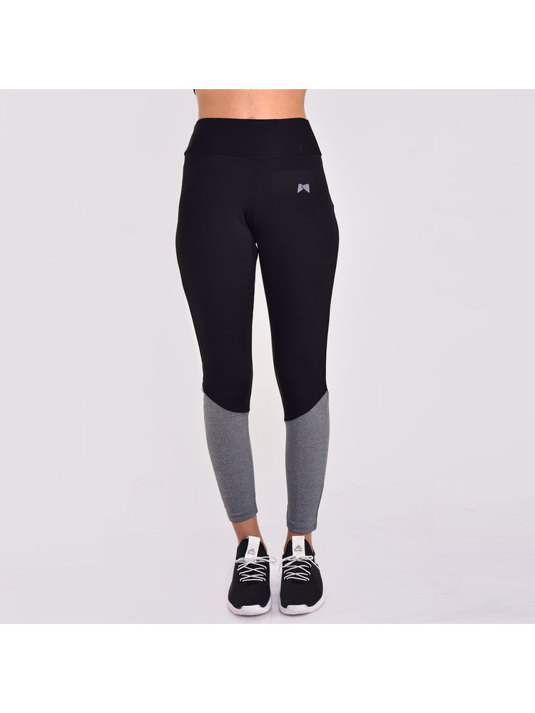 Muscle Torque Women Gym/Yoga Tight - Black With Grey Melange At Bottom-picture-10