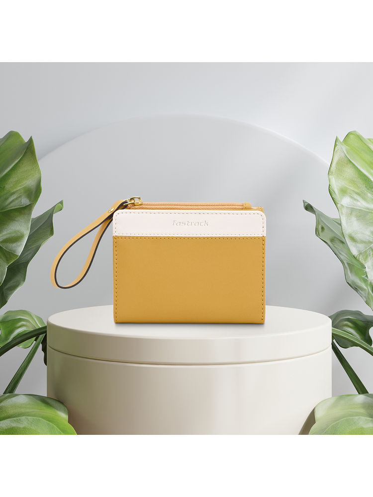 fastrack accessories Fastrack Mustard Colour-Blocked Wallet With Wristlet For Women and Girls-picture-22