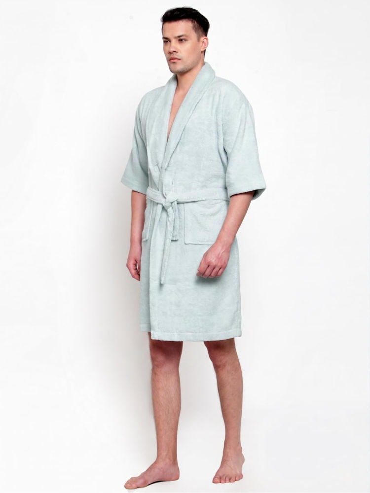 Creeva Unisex Terry Light Green Soft Absorbent Bath Robe-image-48