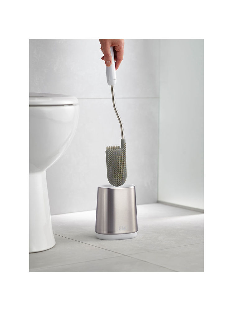 Joseph Joseph Bathroom Flex Lite Steel Toilet Brush with Holder For thinKitchen, White-image-48