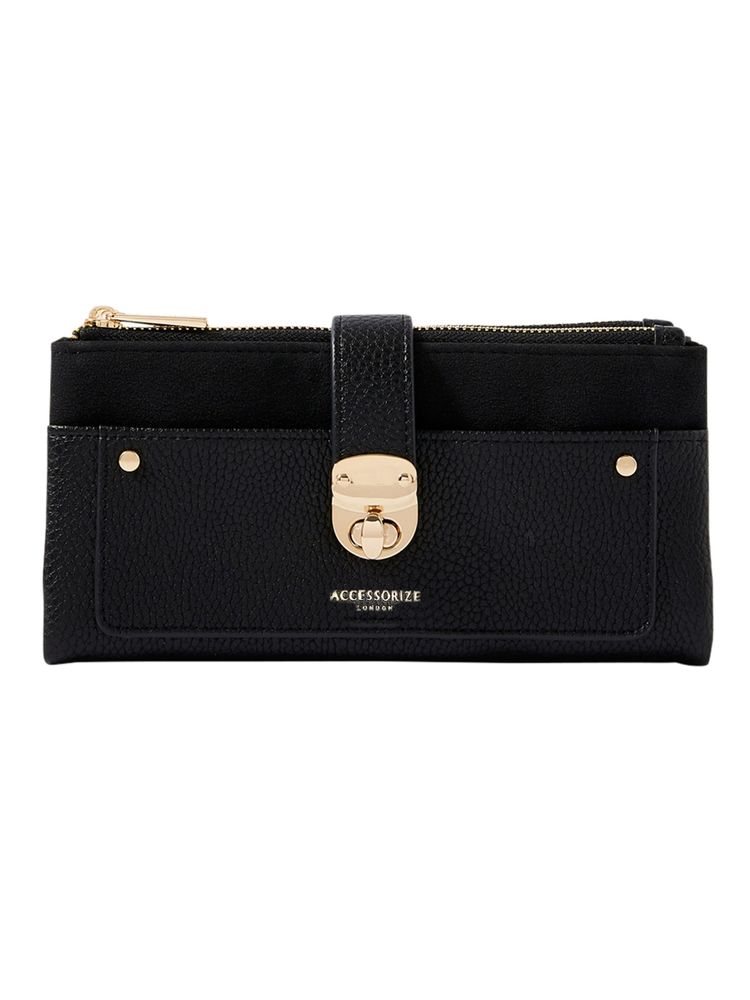 Accessorize London Women'S Faux Leather Black Freya Wallet Purse