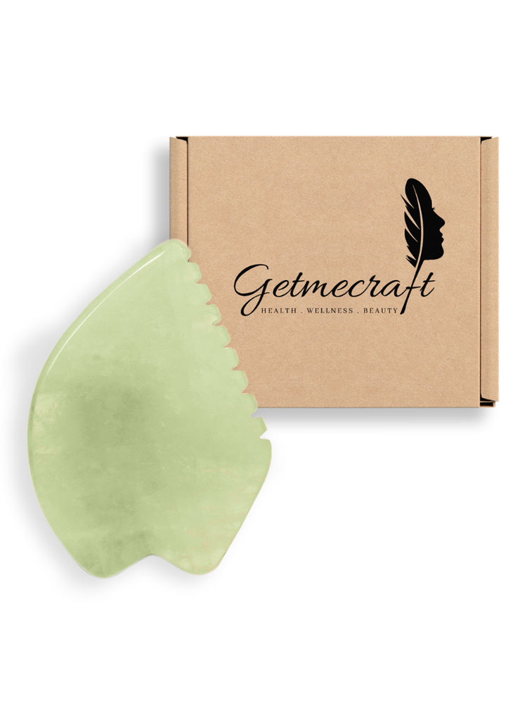 Getmecraft Green Jade Leaf Shape Gua Sha Facial Massage Tool With Teeth Shape Edges-picture-26