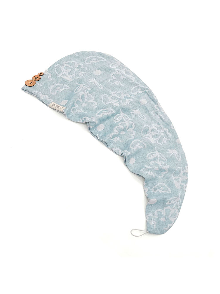 Doctor Towels Pack of 1 Banana Jacquard Floral Hair Wrap Towel Chalk Blue (S)-image-31