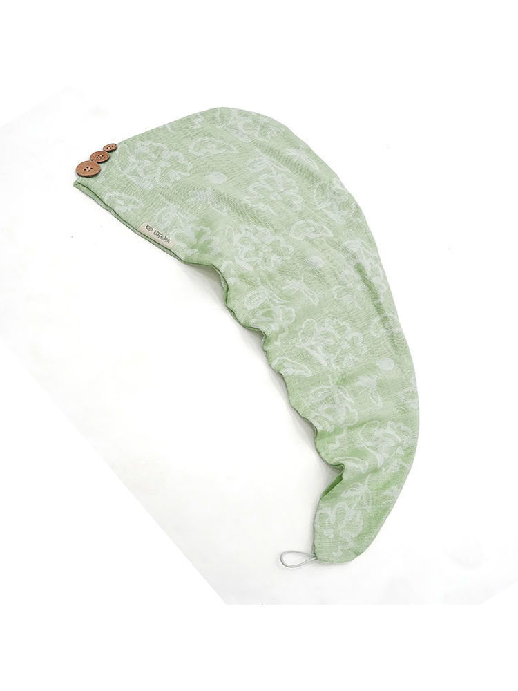 Doctor Towels Pack of 1 Banana Jacquard Floral Hair Wrap Towel Pastel Green (S)-image-28
