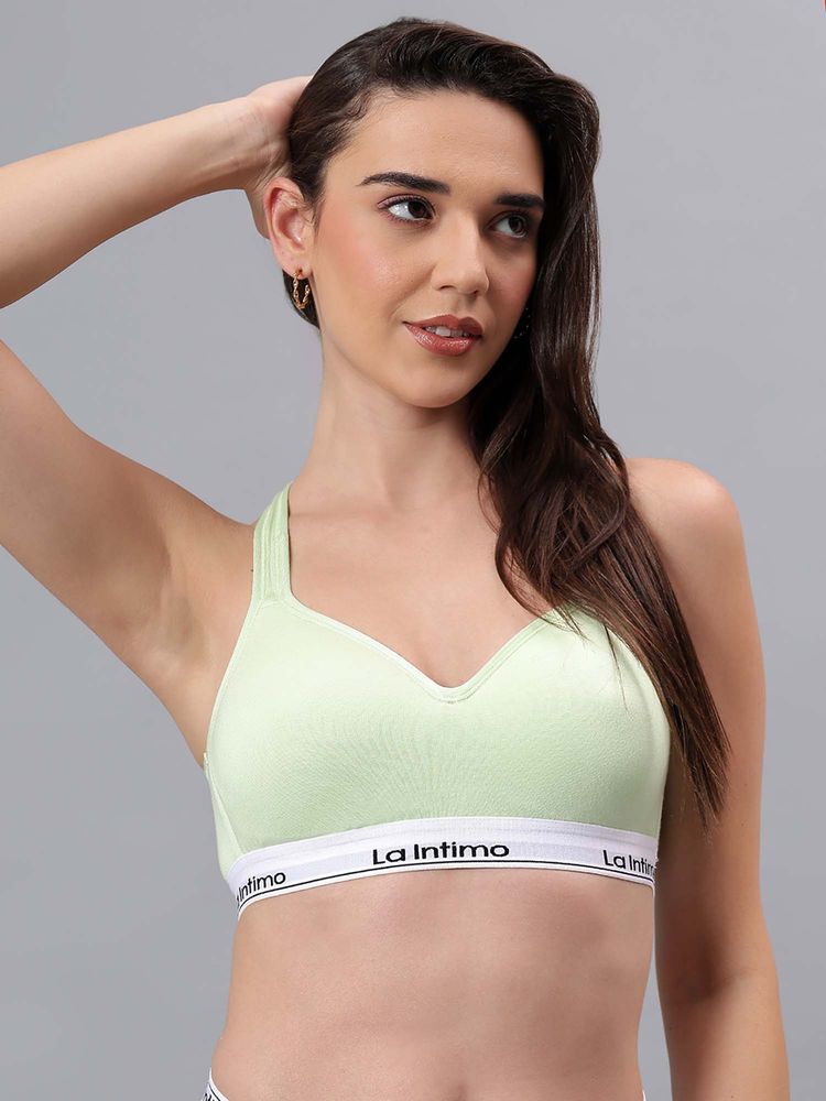 La Intimo Green Solid Seamless Padded Bra-picture-28
