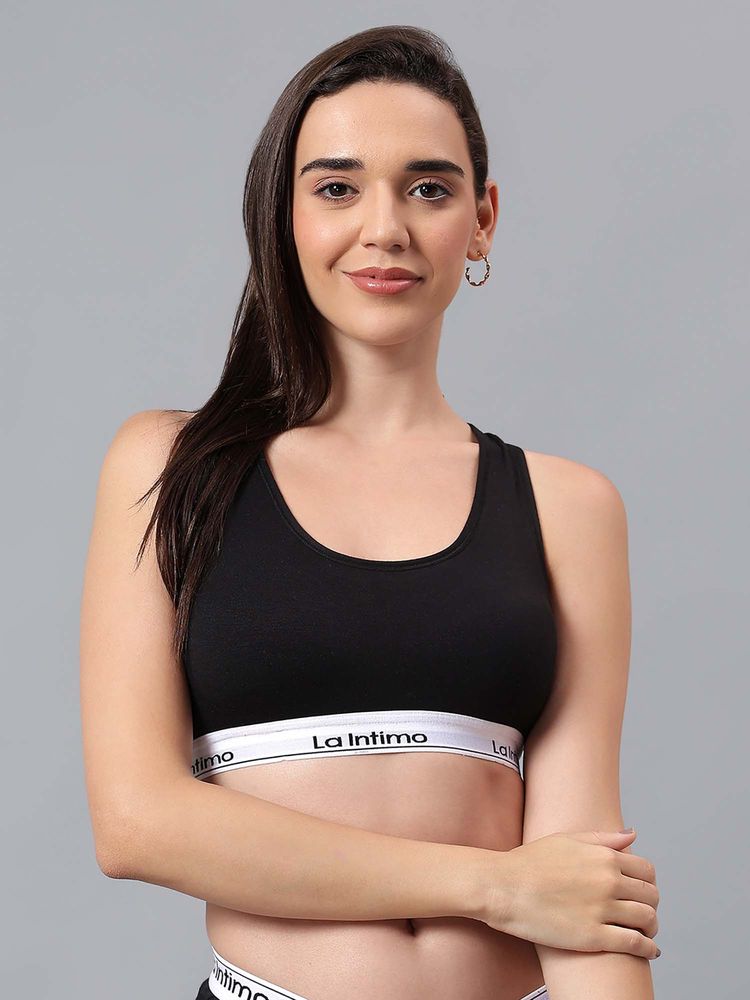 La Intimo Black Solid Seamless Padded Bra-picture-19