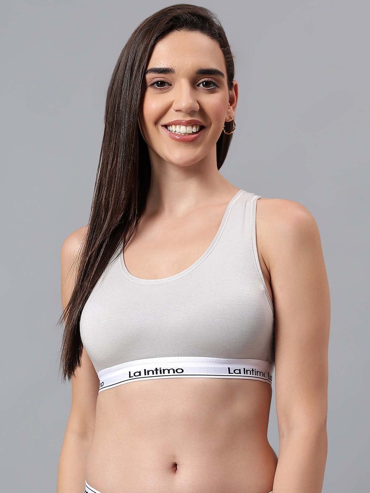 La Intimo Grey Solid Seamless Padded Bra-picture-16