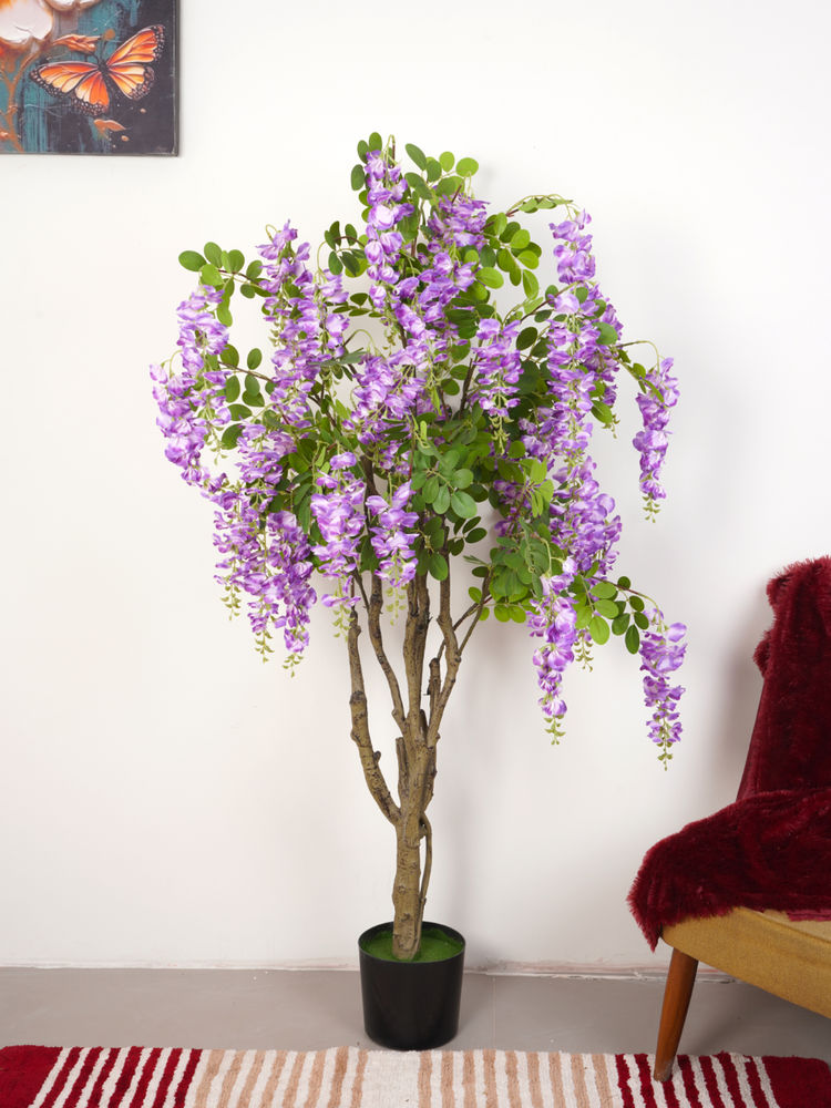 Home Bloom Artificial Wisteria Blush Purple Plant with Pot-image-46
