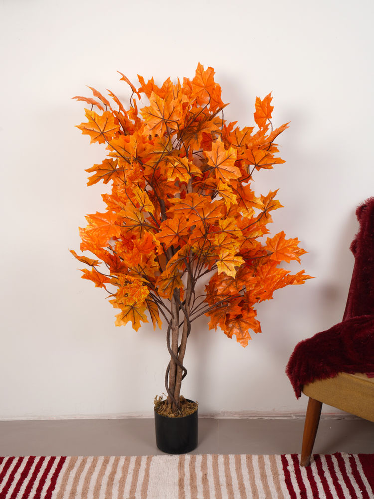 Home Bloom Artificial Canadian Orange Maple Plant with Pot-image-22