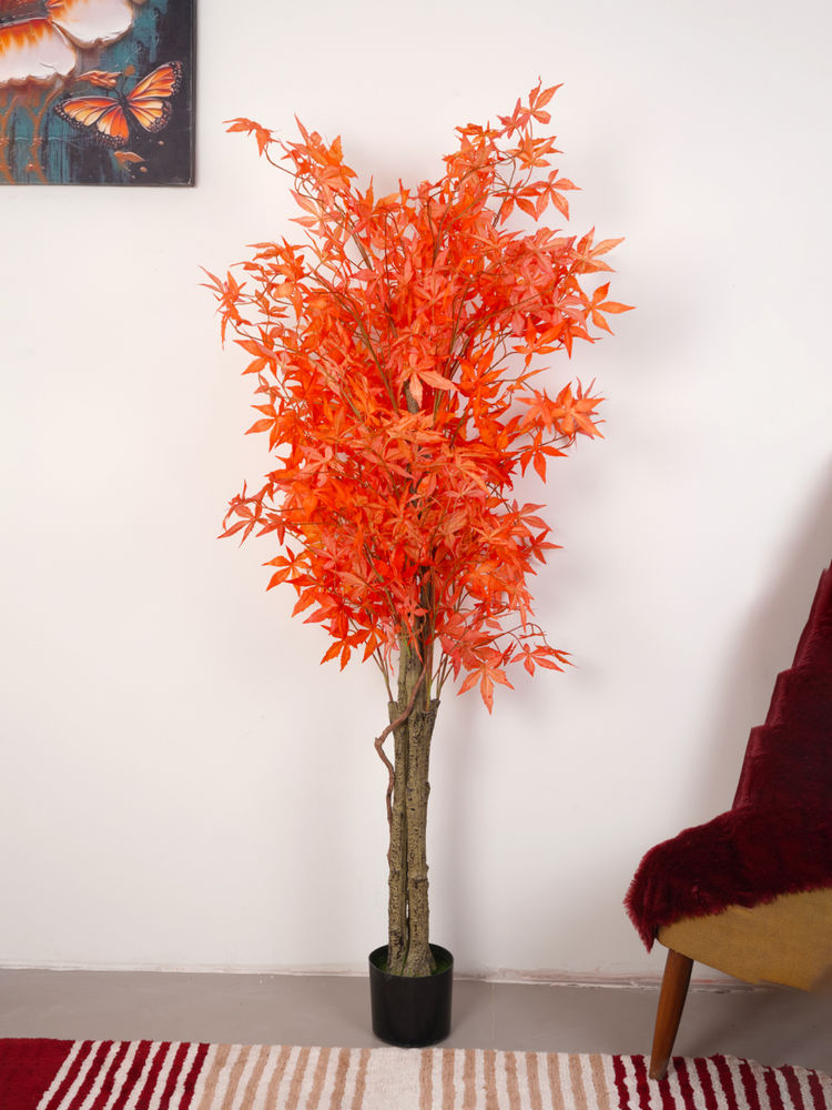 Home Bloom Artificial Canadian Orange Maple Plant with Pot-image-23