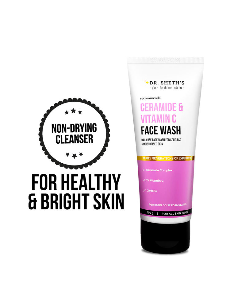 Dr. Sheth's Ceramide & Vitamin C Brightening Face Wash |Cleanses, Hydrates, Reduces Dark Spots 100ml-picture-18