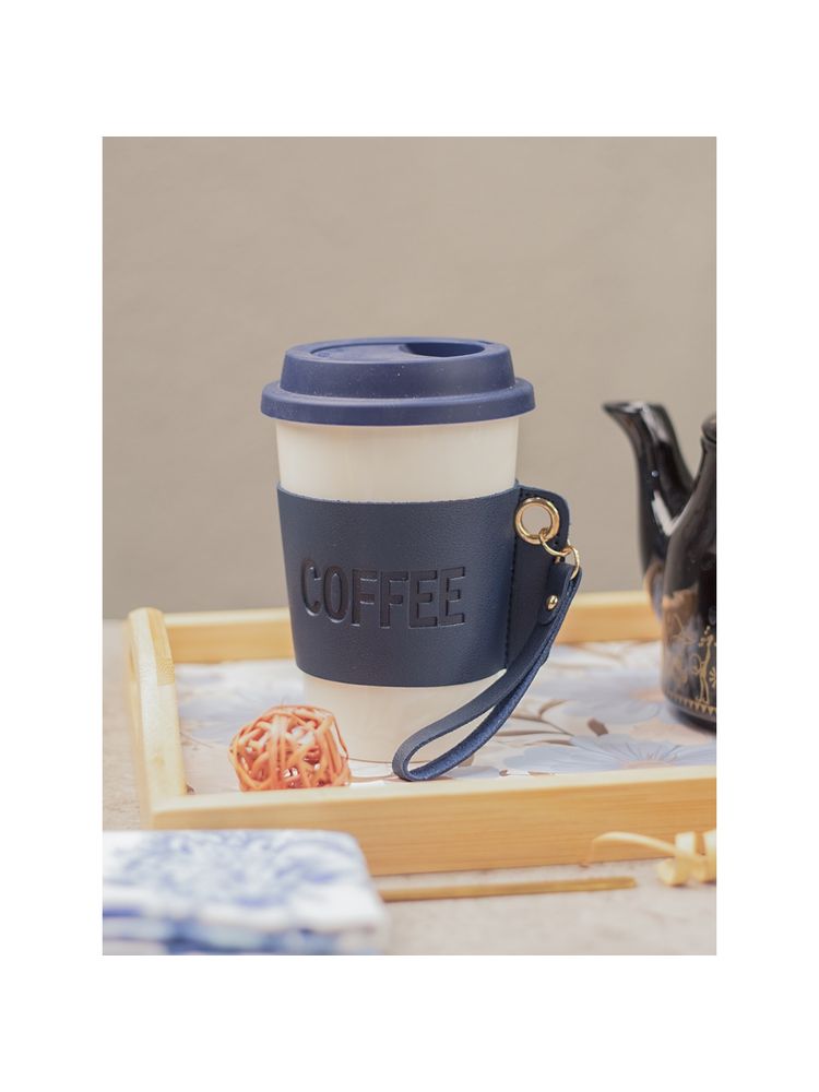 Voncasa Navy Ceramic Sipper - Leather Grip, 350ml-picture-23