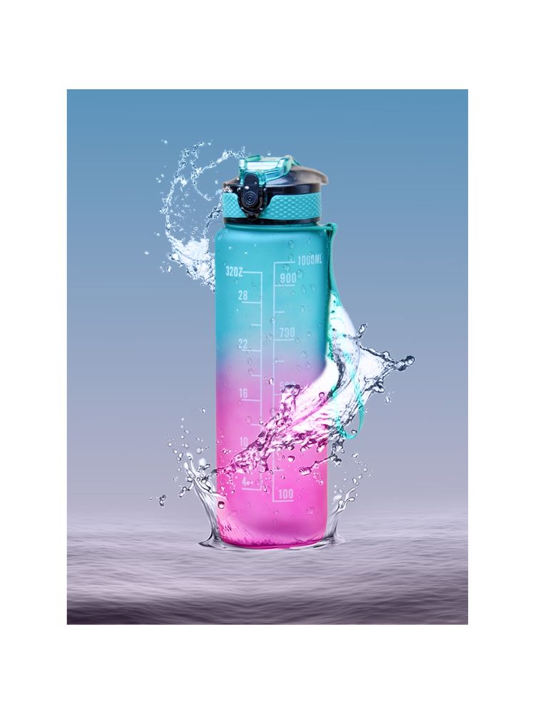 Voncasa Gradiant Prints Plastic Water Bottle - 1000ml-image-5