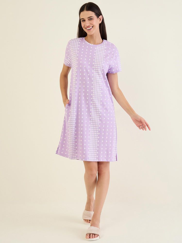 Sweet Dreams Women Polka dot printed short length night dress-image-16