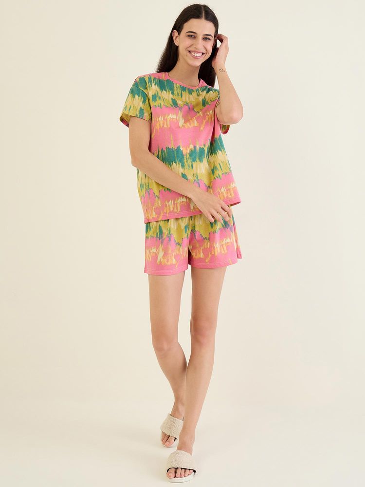 Sweet Dreams Women Tie and Dye Printed Top and Shorts-picture-17
