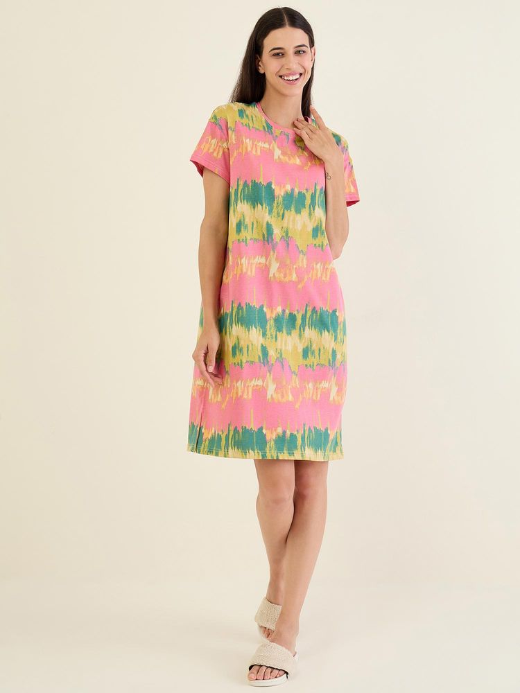 Sweet Dreams Women Tie and Dye Printed short night dress-picture-19