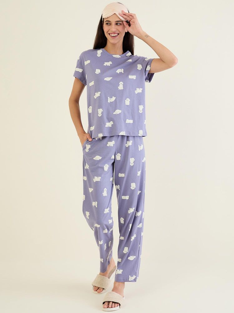Sweet Dreams Women Dog Printed Top and Pajama-image-6