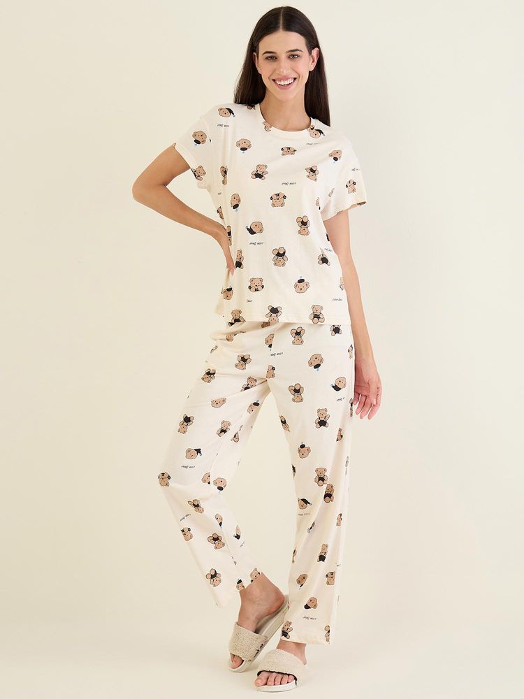 Sweet Dreams Women Teddy Printed Top and Pajama-image-42