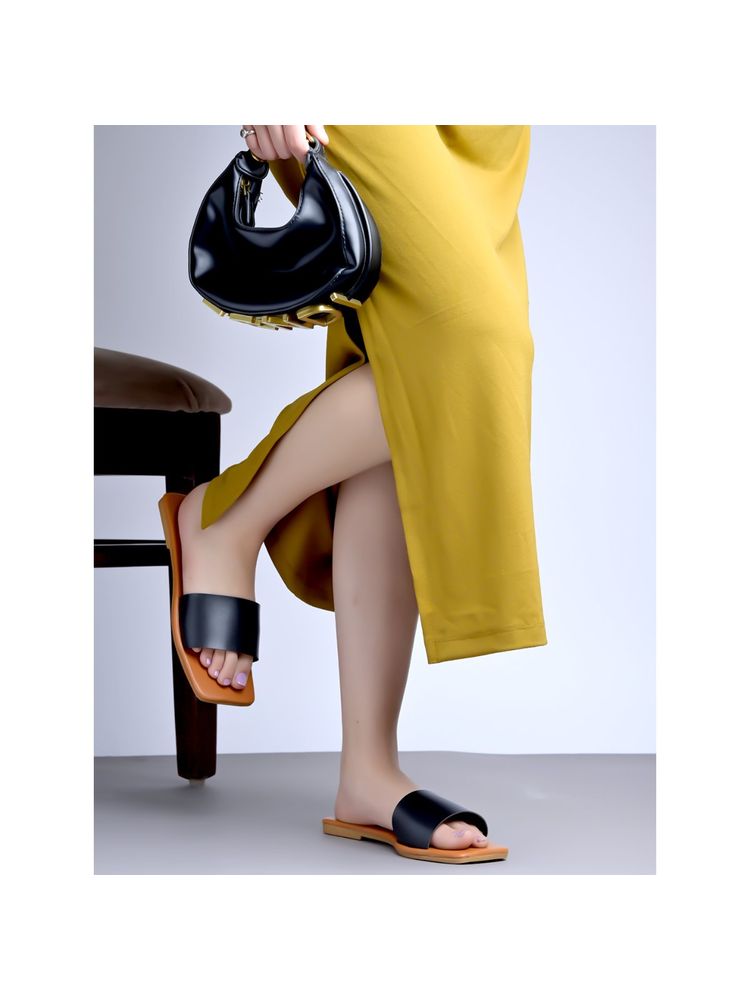 Shoetopia One Toe Black Flats for Women-image-15