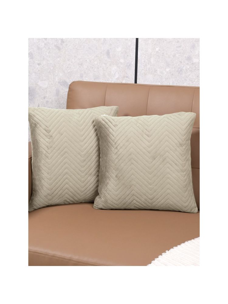 Saral Home Silver Chevron Velvet Cushion Cover (Pack Of 2)-image-2
