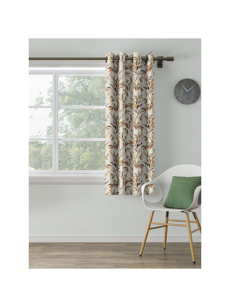 Ddecor Live Beautiful 1 Piece of Floral Window Ready Made Curtain - Gold-image-3