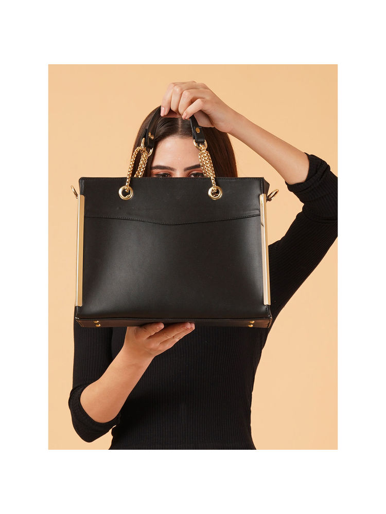 Fabbhue Women's Black Solid Handheld Handbag-picture-14