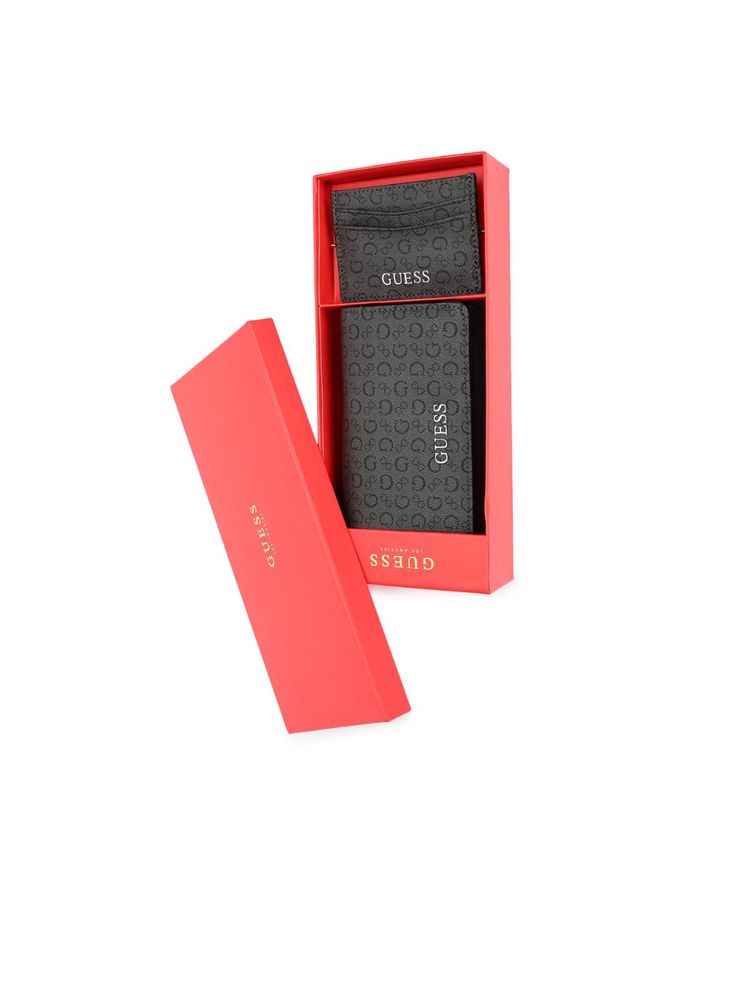 guess fashion Guess Charcoal Printed Sandria Boxed 3-Fold Wallet With Card Case-picture-27