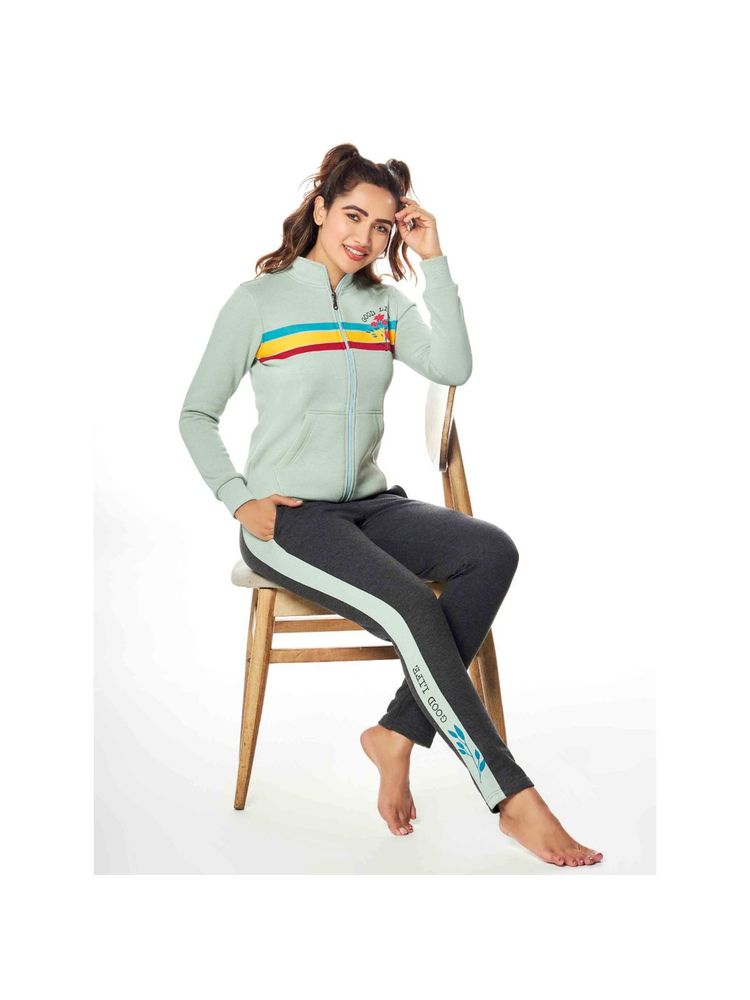 July Nightwear Winter Collection For Women Lt Green Fleece Track Suit with Zipper-picture-17