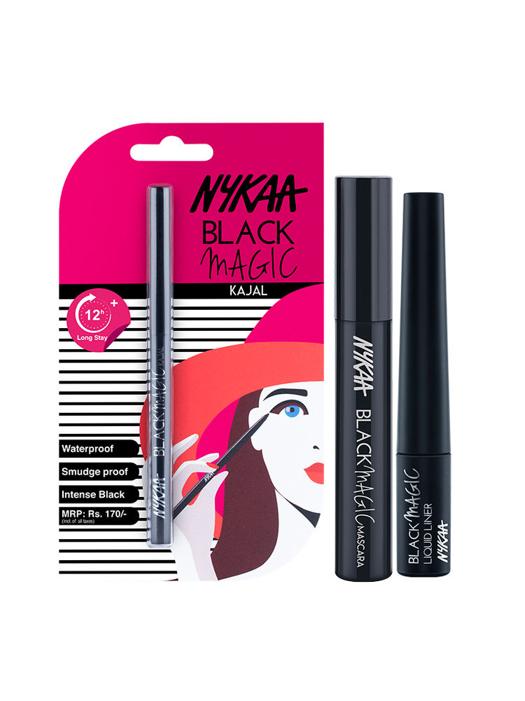 Nykaa Cosmetics Black Magic Range Eye Look Combo - Kajal + Liquid Eyeliner + Mascara