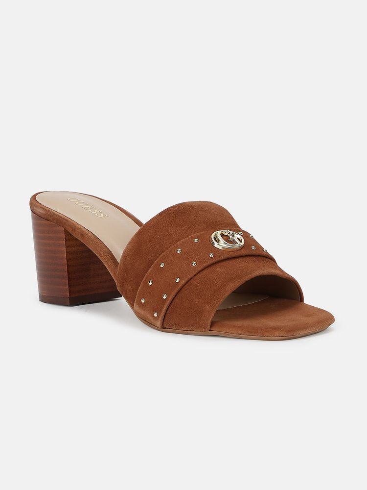Guess Women Brown Embellished Block Heels-image-12