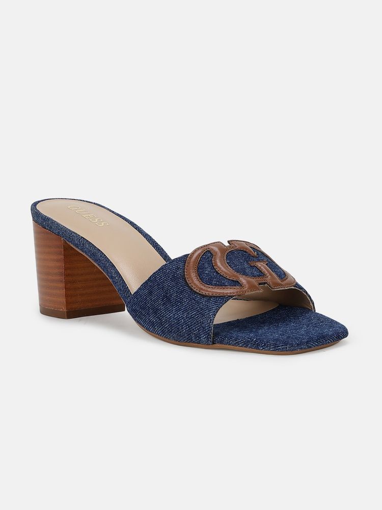Guess Women Dark Blue Solid Giulian Sabot Block Heels-image-6