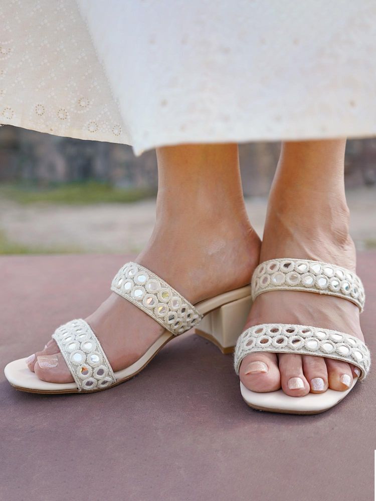 Devano Mirror Twin Strap Ivory Sandal Heels-image-11