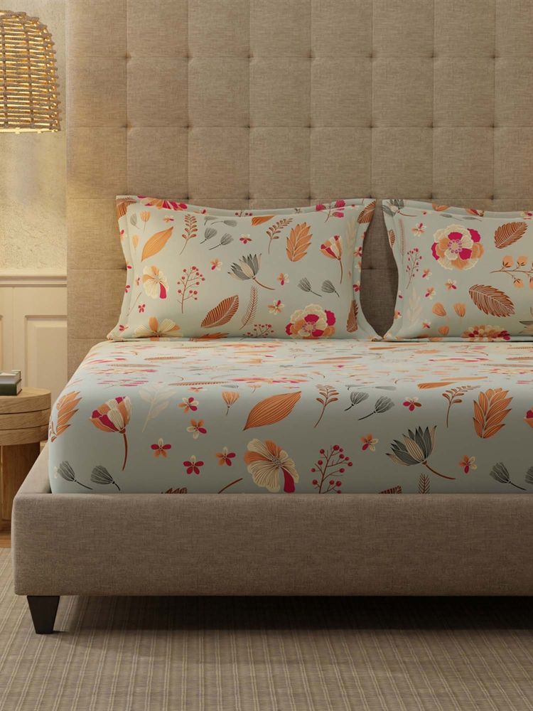 Urban Space Florence Grey Cotton Bedsheet with 2 Pillow Covers (King)-picture-23