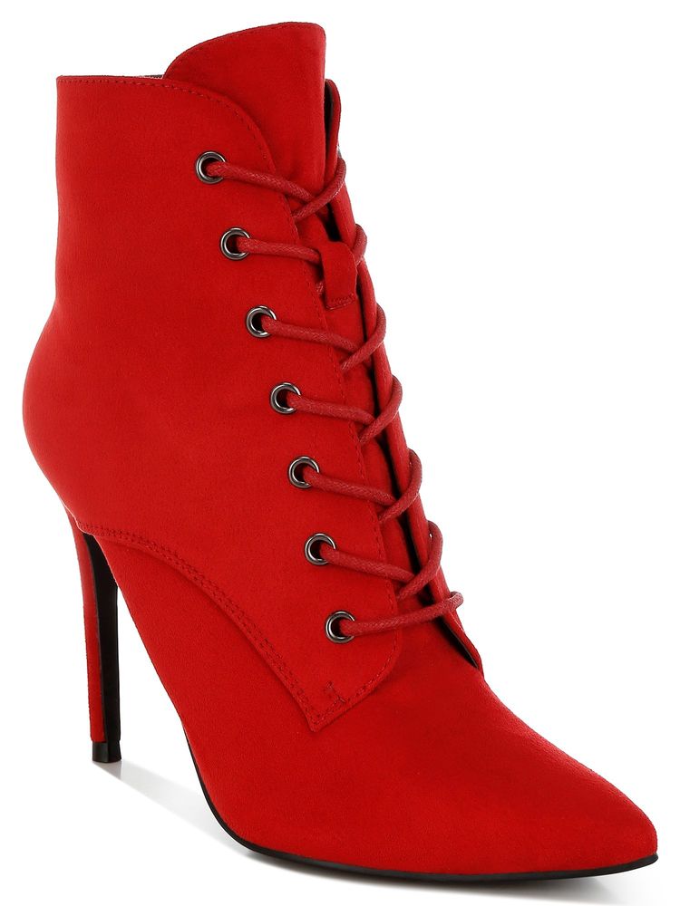 London Rag Women Red Stiletto Casual Boots-image-6