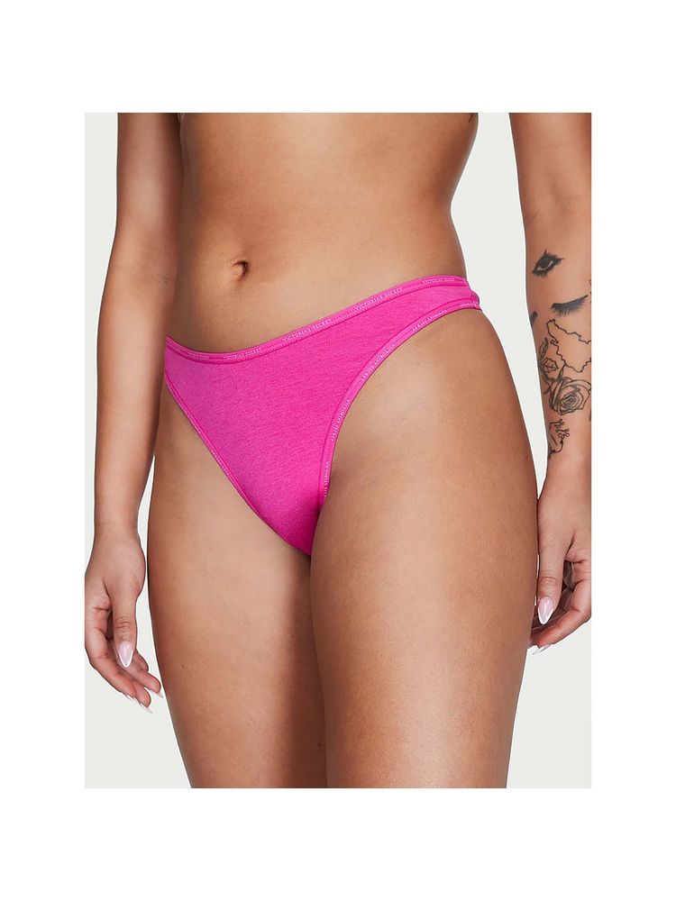 victoria's secret intimates Victoria's Secret Mini Logo Cotton High-Leg Scoop Thong Panty - Pink-picture-37