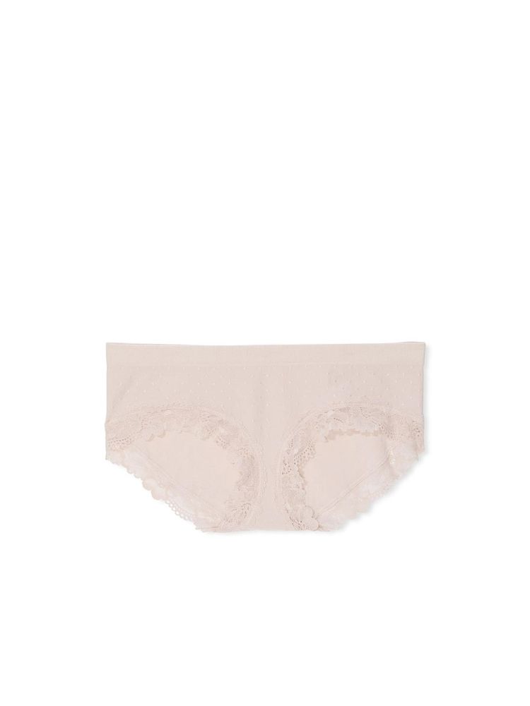 Victoria's Secret Seamless Lace-Trim Hiphugger Panty - Beige-image-8