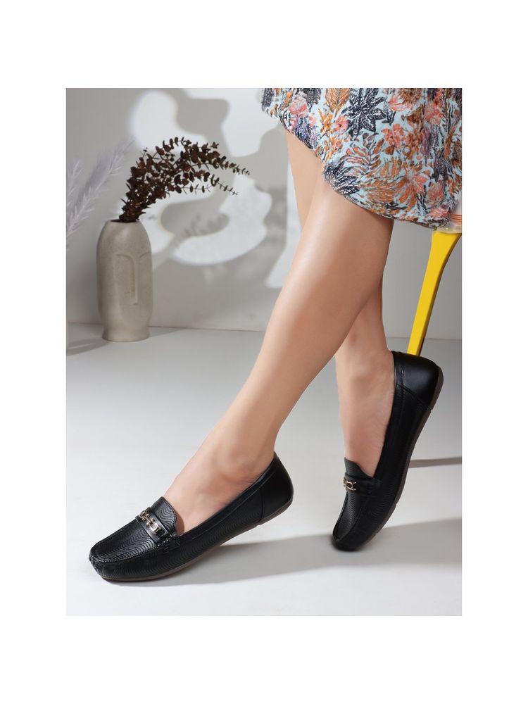 Iconics Women Slip On Black Loafers-picture-15